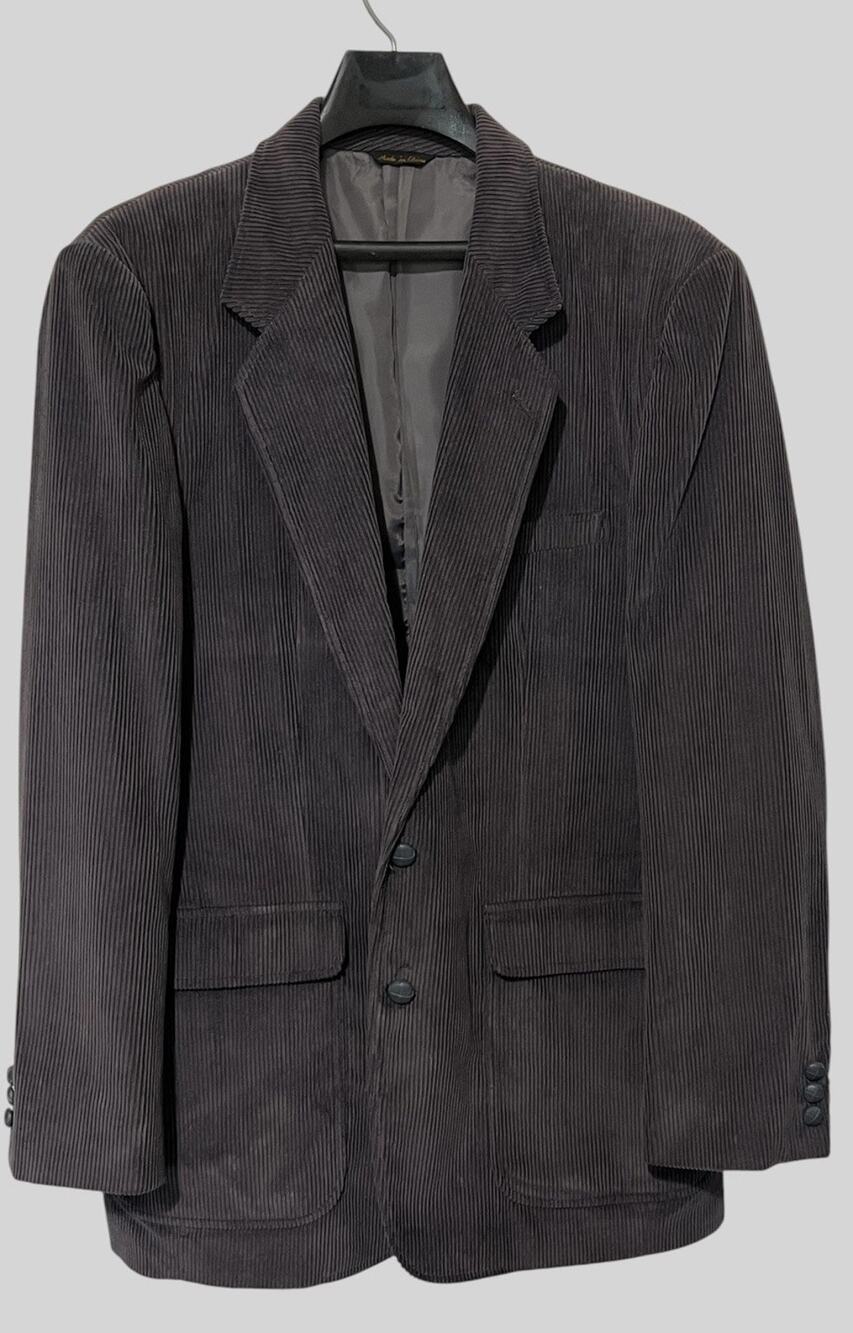 Mens Store Blazer Sport Coat Mens 44L Gray Corduroy 2 Button Tailored Classic